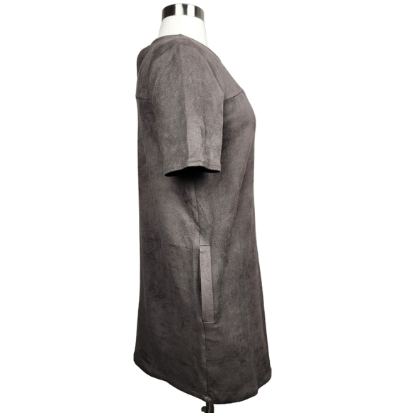 Chloe K Faux Suede Shift Dress Brown Super Soft Women's Size Medium - Picture 4 of 10